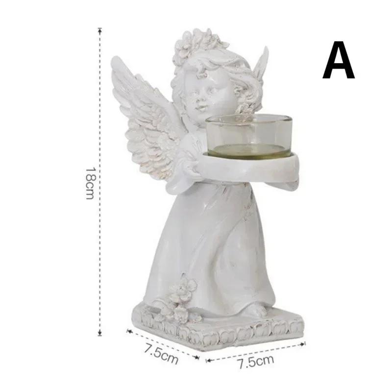 Harz Engel Kerzenhalter Engel Sammlung Figur Engel Statue Teelichthalter Geschenke Desktop Teelichtständer Ornamente A