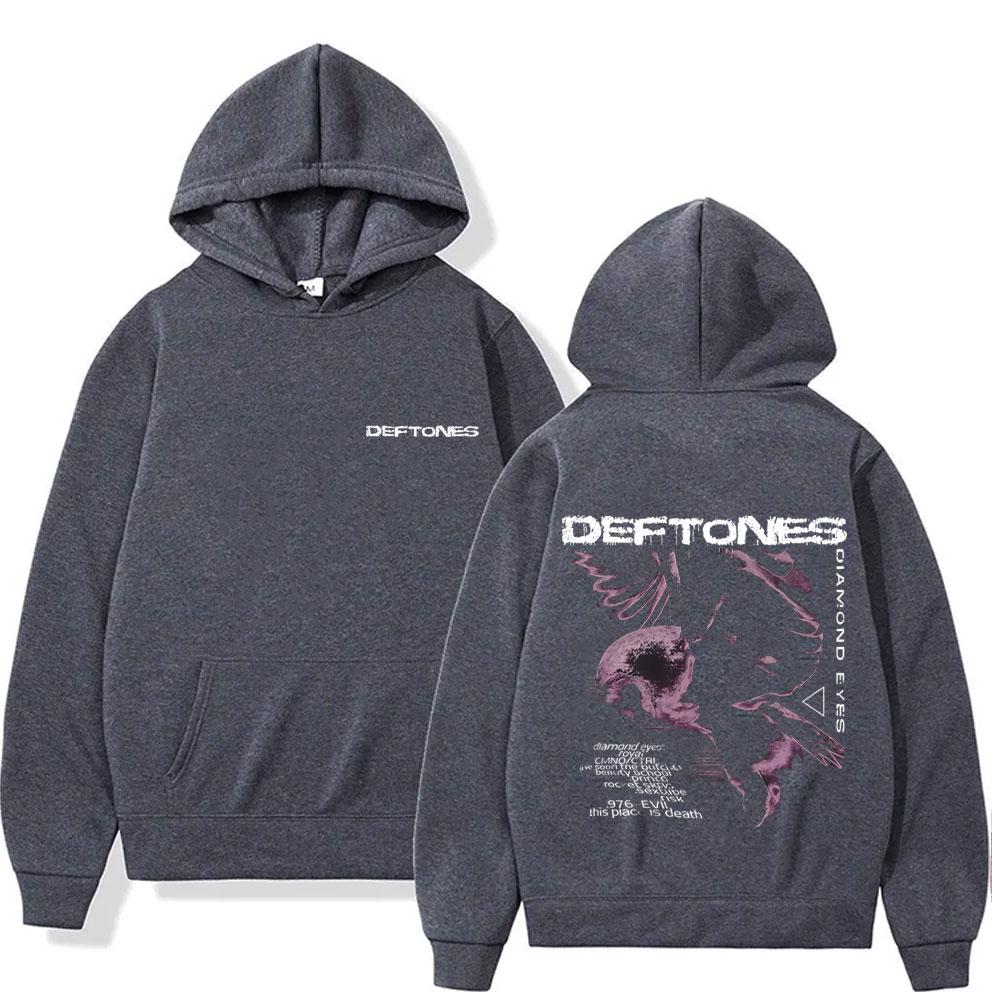 Deftones Diamond Eyes Album Grafik Hoodie Herren Damen Retro Gothic Rock Streetwear Männlich Lässig Fleece Baumwolle Übergroße Hoodies 3XL dunkelgrau