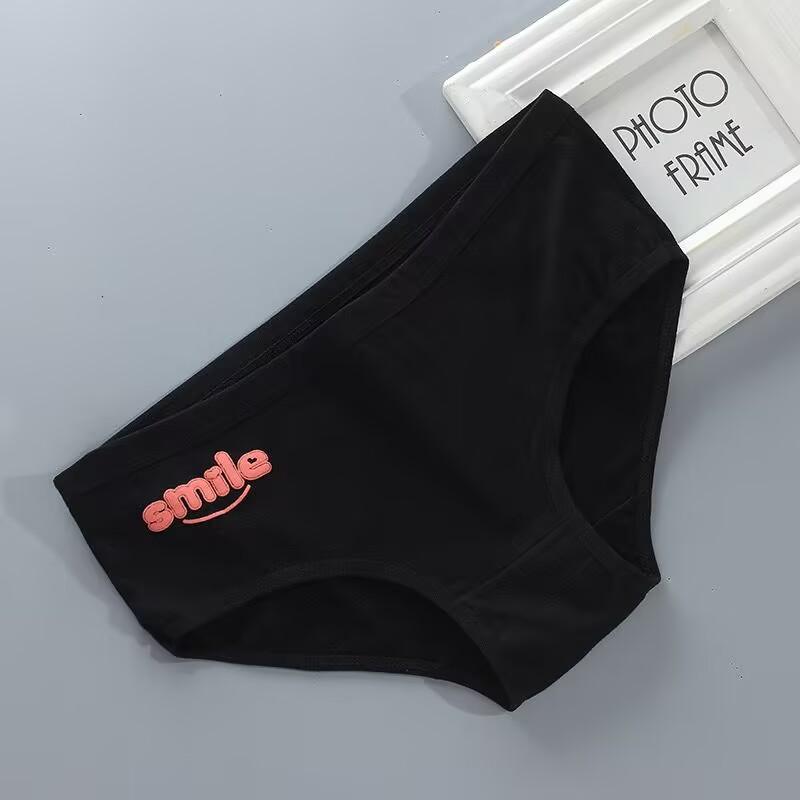 Teenager-Slips, Mädchen-Unterwäsche, Baumwoll-Slips, Sport-Buchstaben, atmungsaktive Slips, Schüler 8–12–14 Jahre one size schwarz