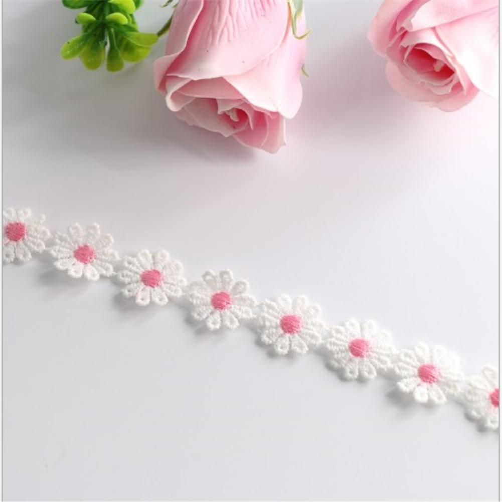 1yards × 25mm Spitzenbesatz Gänseblümchen Heimtextilien Bekleidungszubehör rosa