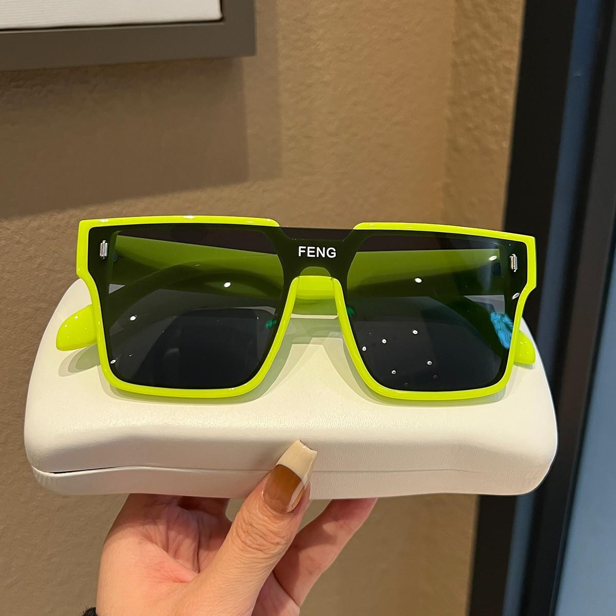 Einteilige winddichte Sonnenbrille mit großem Rahmen für Damen, Retro-gelbe Brille für Herren und UV-Schutz-Sonnenbrille zum Autofahren. single sunglasses. grün