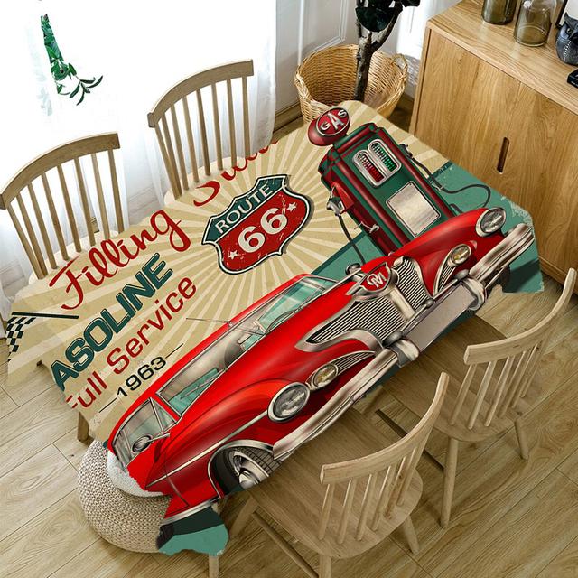Vintage Auto Bedruckte Tischdecke Home Tischdekoration Anti-Fouling Zubehör Rechteckige Restaurant Couchtisch Tischdecke 100x160cm39x63inch