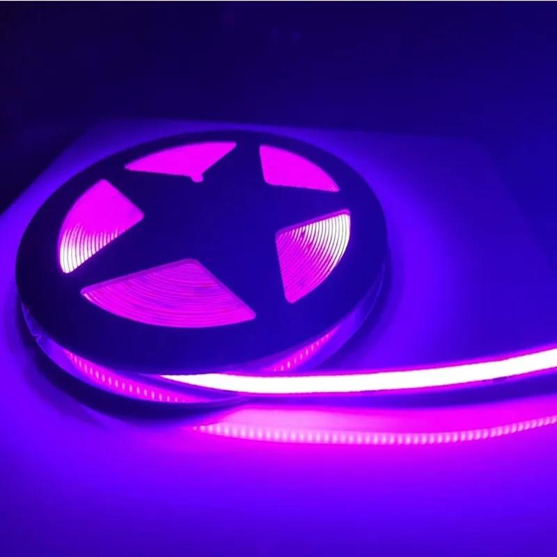 COB LED Streifen Licht 12V 24V Hohe Dichte Linear Beleuchtung 320/480LEDs/m Flexible FOB COB led Licht Band RA90 Warm Natur Kalt Weiß DC24V 480Leds 5M violett