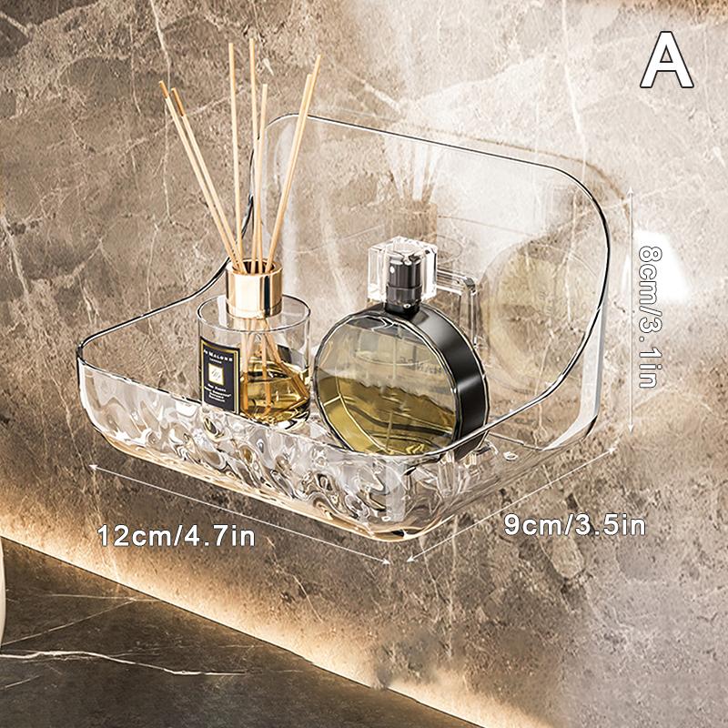 Transparentes Regal für Badezimmer, Wandmontage, Waschbecken, No-Punch, Waschraum, Wandmontage, Kosmetikaufbewahrung, transparentes Regal 12*9*8cm