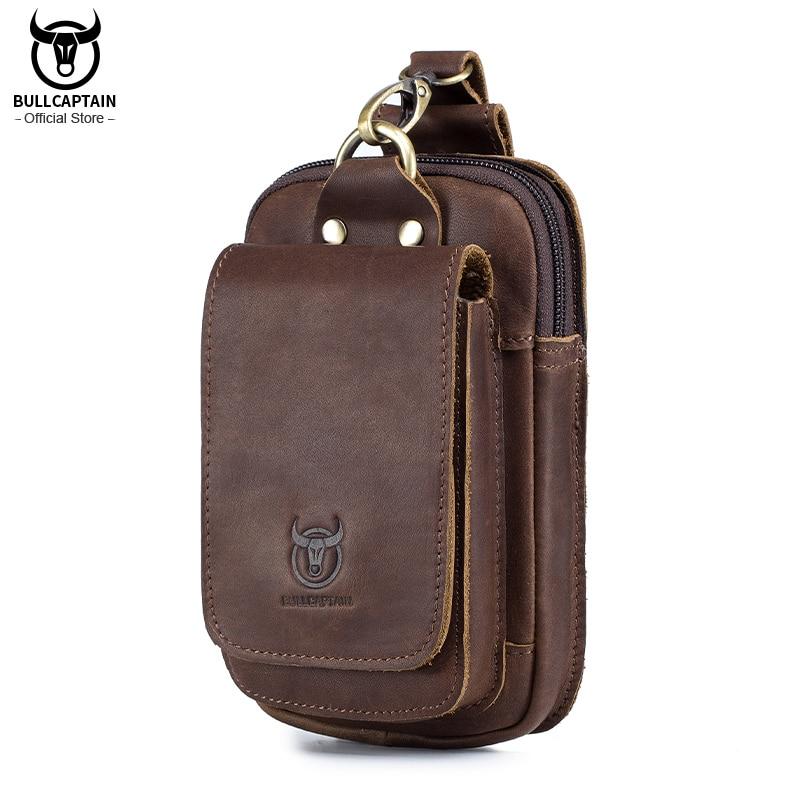 Bullcaptain Herren-Gürteltasche aus Leder, multifunktional, zum Tragen von Gürteln, Handy-Gürteltaschen, kann für 5,5-Zoll-Handy-Hüfttaschen für Herren verwendet werden braun