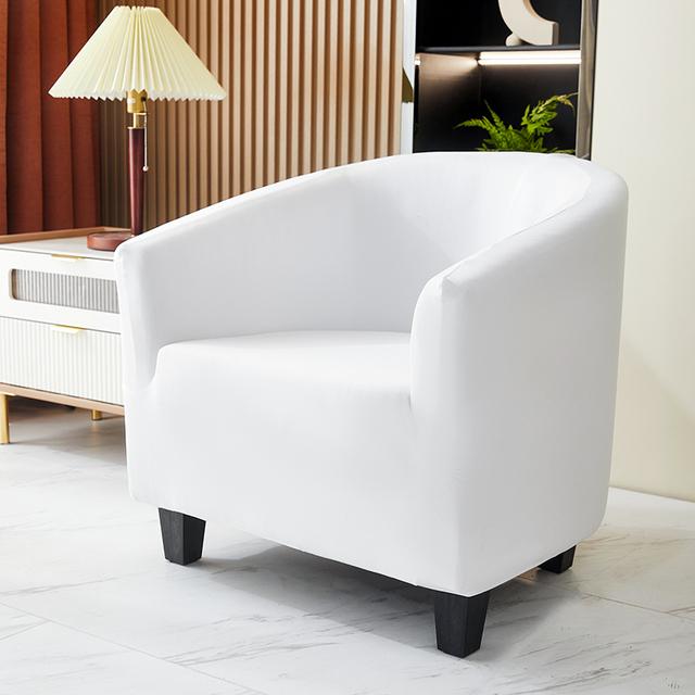 Solide Sessel Möbelbezug Stretch Tonnenstuhlbezüge Bedruckte Tub Esszimmerstuhlbezüge Weicher Spandex Sessel Sofa Möbelabdeckung 1 piece white