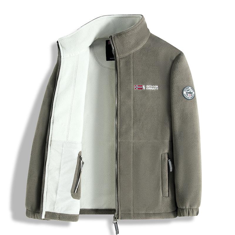 Funktionelle Fleecejacke: Warmer Outdoor-Schutz für Herbst & Winter, Verfügbar in Übergrößen - Norwegen-bereit! L=185 (160-180 jin) khaki