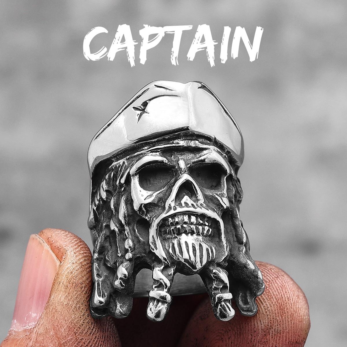 Fluch der Karibik Captain Jack Edelstahl Herrenringe Punk für Männlichen Freund Biker Schmuck Kreativität Geschenk 14 white