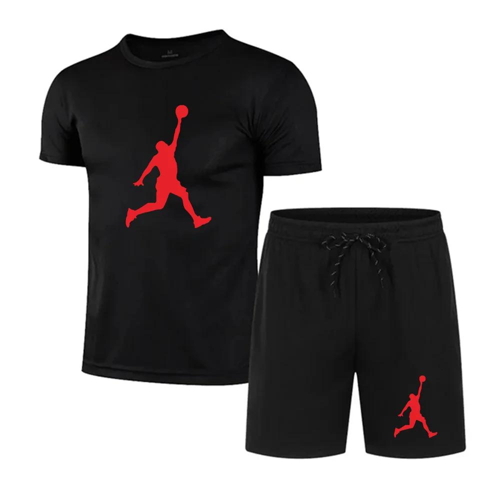 Sommermode bedrucktes Herren-Shorts-Set Schnelltrocknendes, atmungsaktives Sport-Set Kurzarm-T-Shirt-Set Herren-Jogging-Set L