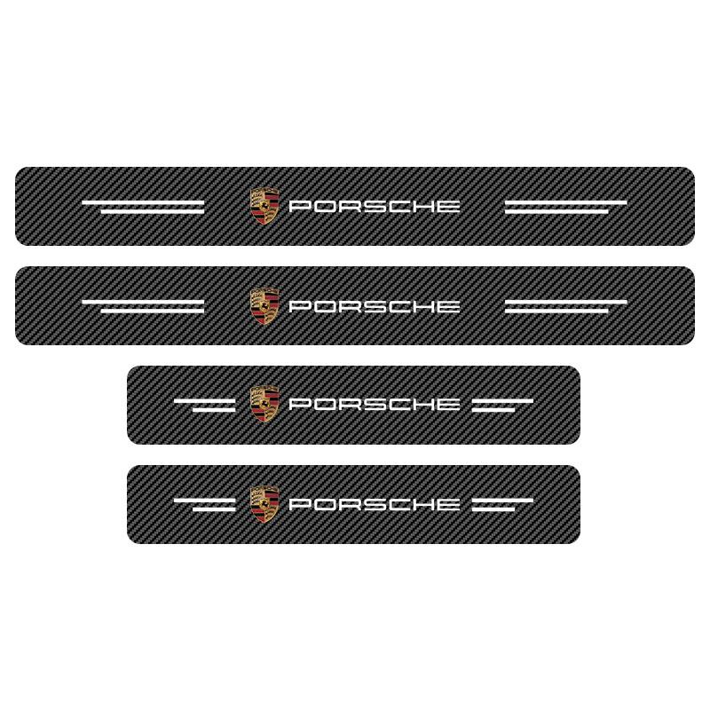 4 Stück Kohlefaser Auto Türschweller Schutz 3D Aufkleber Autozubehör Für Porsche Cayenne Panamera Macan Boxster 911 928 944 918 917