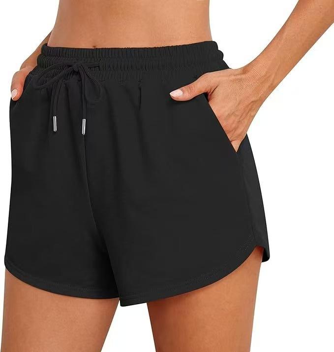Damen Badeshorts mit Taschen High Waist Board Badehose Badeshorts Badeanzug Unterteil Boy Shorts Badeanzug Unterteil S schwarz