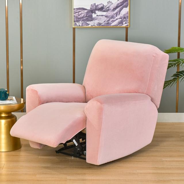 Einfarbiger, weicher Samt-Stretch-Lazy-Boy-Liegestuhlbezug, Stuhlhussen, Liegestuhl-Schonbezug für Zuhause rosa