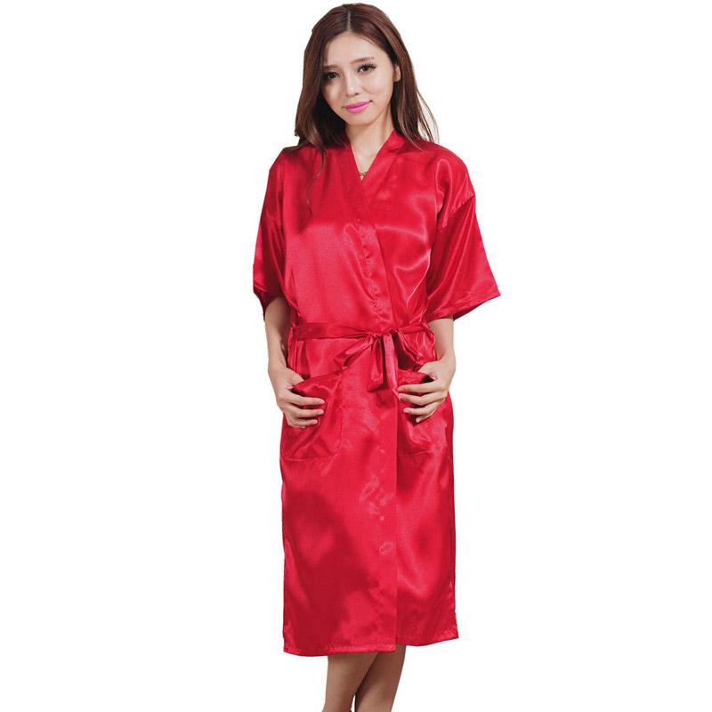 Damenmode-Bademantel aus Kunstseide, Pfauendruck, sexy Robe, Nachtwäsche XXL rot