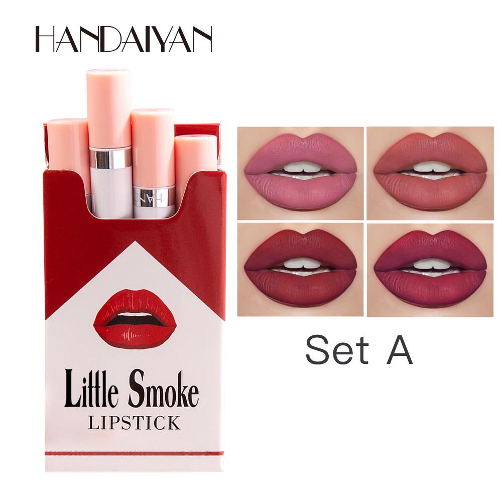 Neues 4-teiliges Lippenstift-Set, Lippenstift-Set, langlebiger roter Lippenstift, Lana Del Rey Lipstic Pack, Damen-Kosmetik-Make-up A