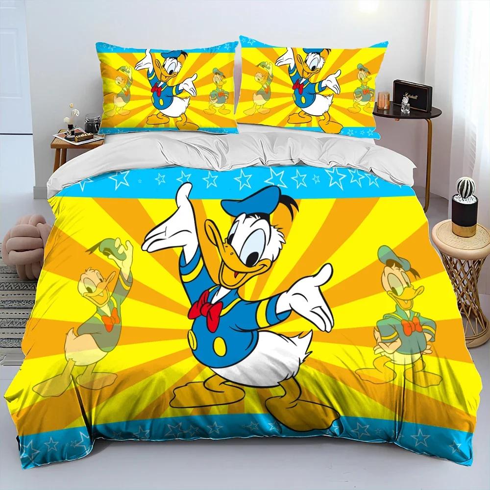 Mickey Maus Cartoon Donald Duck HD Bettdecke Bettwäsche Set Bettbezug Bett Set Steppdecke Bezug Kissenbezug Königin Bettwäsche Set Erwachsener Kind AU Double(180*210cm)3pcs