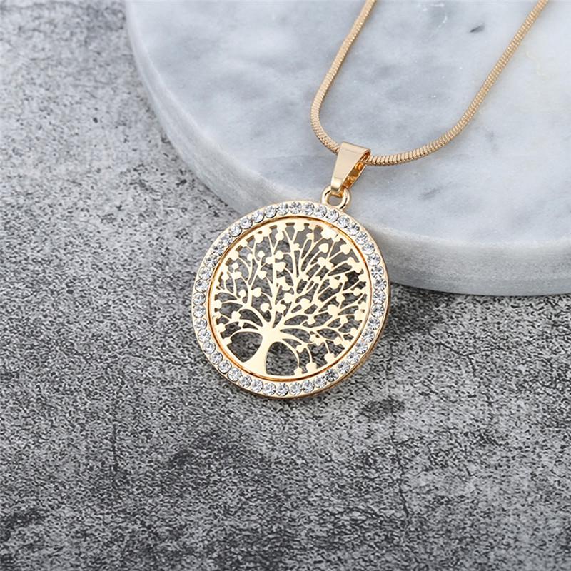Heißer Baum des Lebens Runde Kleine Anhänger Halskette Gold Silber Farbe Bijoux Collier Elegante Frauen Schmuck Geschenke gold