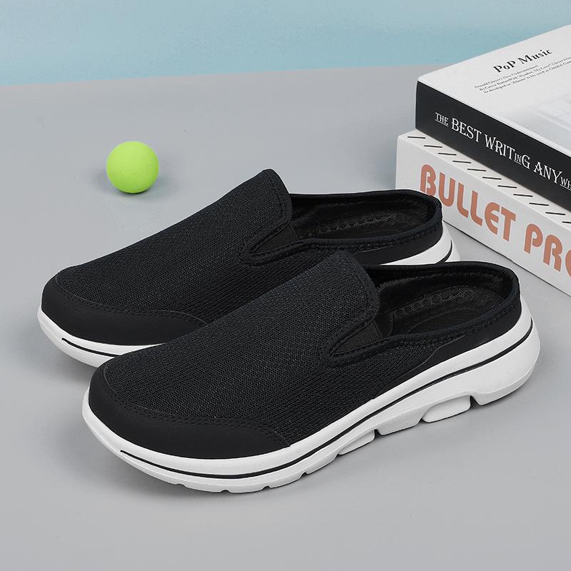 Herren-Hausschuhe, Netz, atmungsaktives EVA, ultraleicht, bequeme Hausschuhe, Damen-Hausschuhe in großen Größen 48 schwarz/weiß