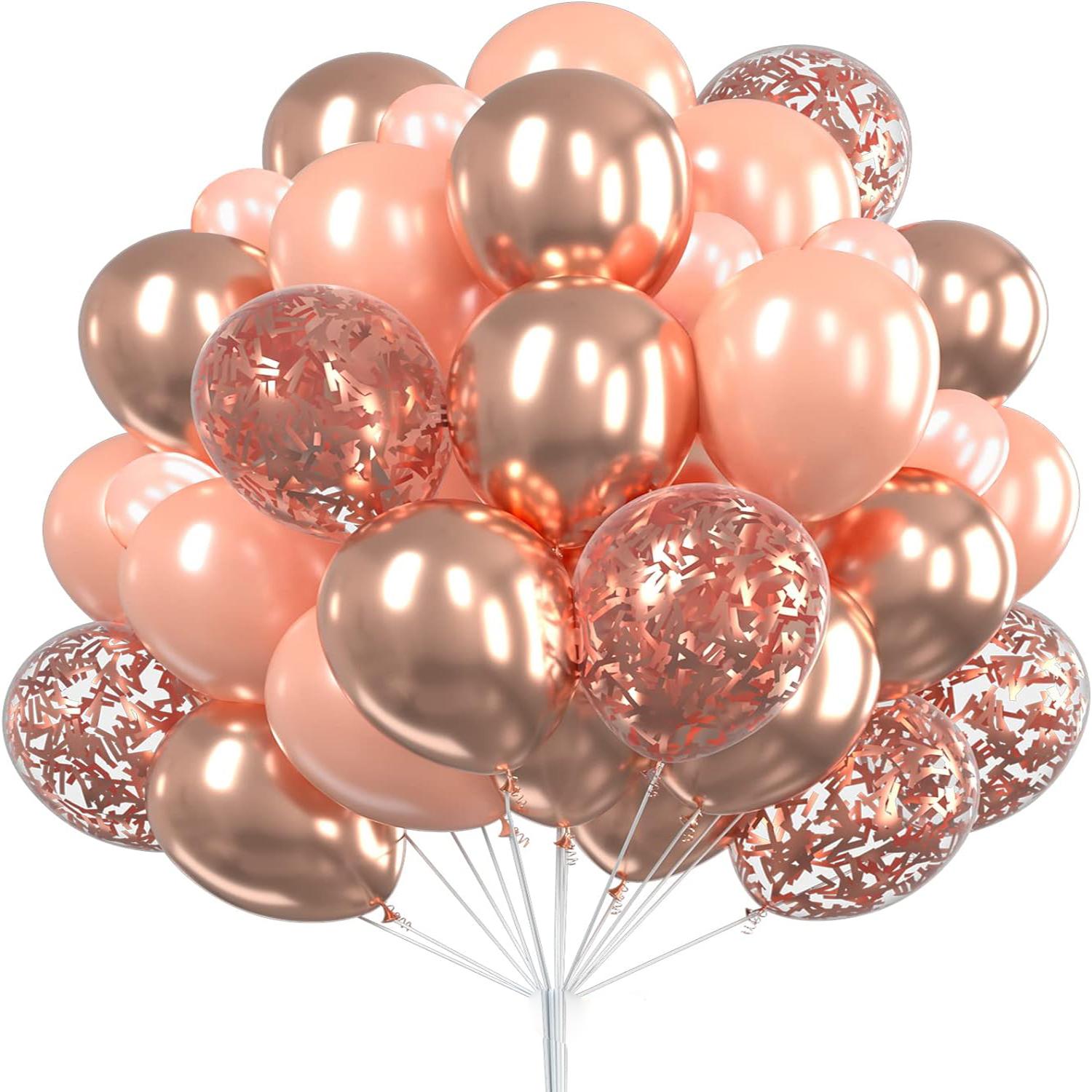 30 Stück 12 Zoll Metallic Gold Luftballons Perlweiße Latex Luftballons Gold Konfetti Luftballons für Geburtstag Hochzeit Party Dekorationen 30pcs rose gold