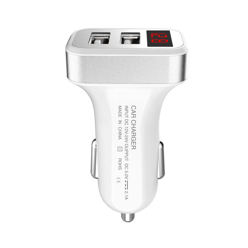 5v USB Auto-ladegerät Mit Led-bildschirm Smart Auto Für Iphone 7 Samsung Xiaomi Auto Handy Ladegeräte auto Ladegerät Adapter Aufladen Car Charger silber