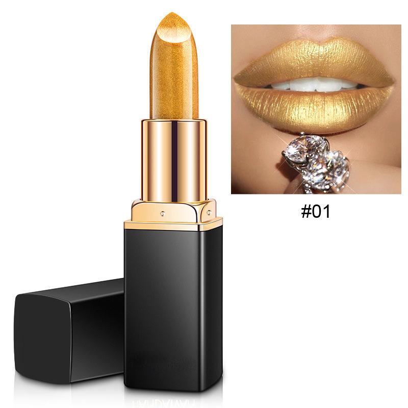 Gold Lippenstift Neue Mode Wasserdicht Matte Lippenstift Lang Anhaltende Sexy Lip Stick Meerjungfrau Schimmer Lippenstift Luxus Make-Up Kosmetik
