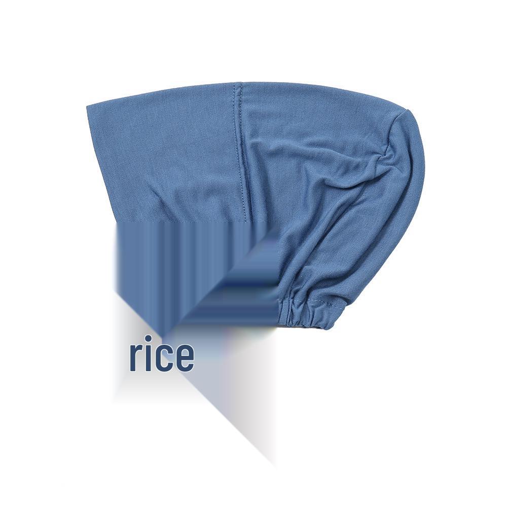 Modalisierte Baumwolle Mercerisiert Elastischer Kordelzug Basecap Einfarbig Damen Hijab see-blaue