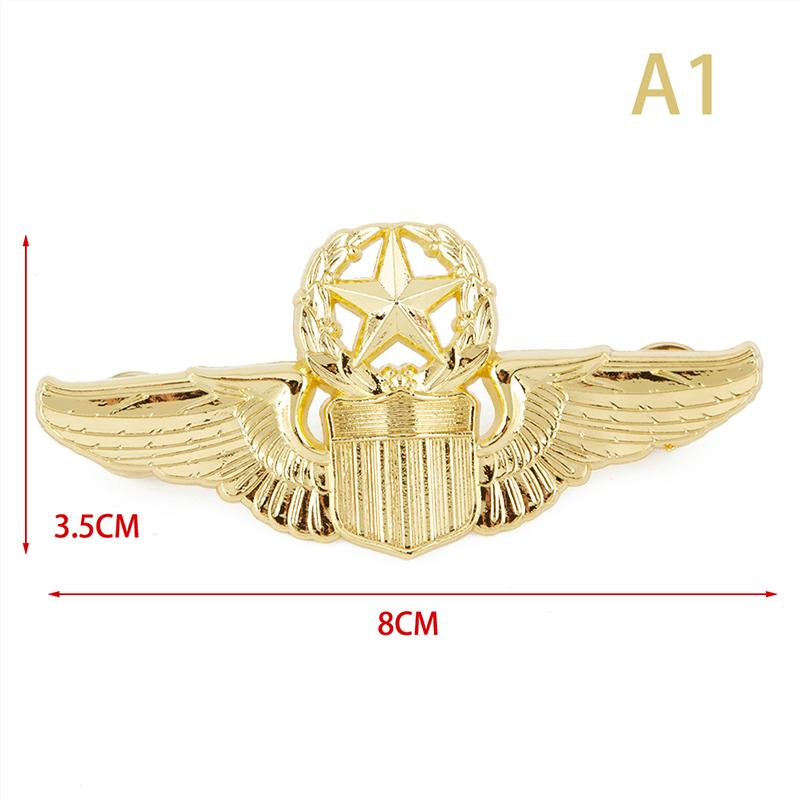Us Wings Military Command Master Aviator Metal Wings Badge Pin Brosche 3.5 * 8cm gold