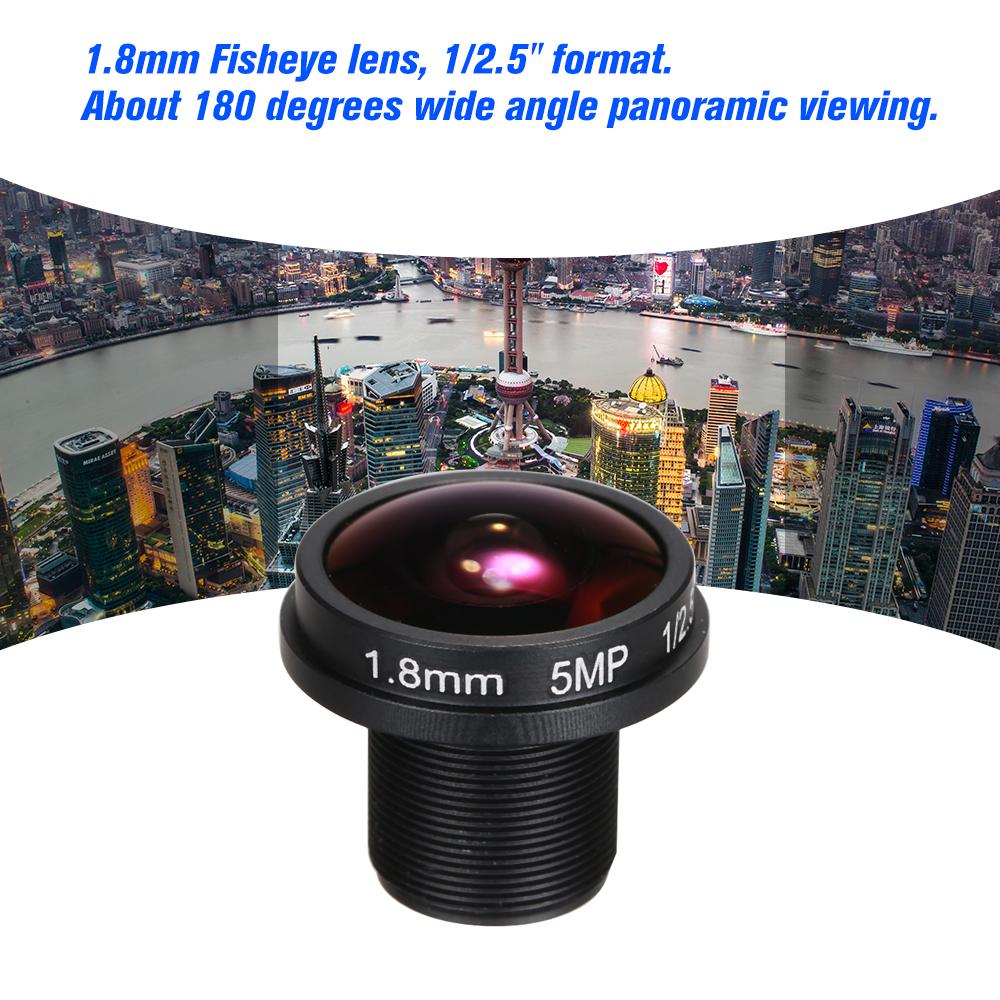 1,8 mm Fisheye-Objektiv HD 5,0 Megapixel IR M12 Mount 1/2,5  F2.0 für CCTV IP-Kamera 180 Grad Weitwinkelansicht schwarz