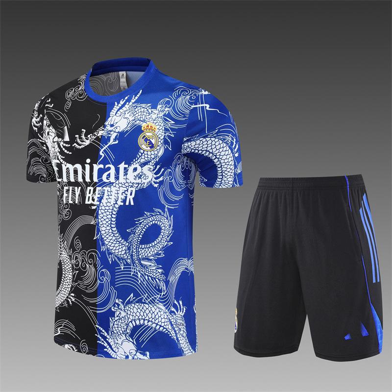 2426 Real Madrid Trikot Langarm Halbzip Vor dem Spiel Fußball Trainings-Trikot Auswärts-Trikot Erwachsenen Kurzarm Kinderanzug M