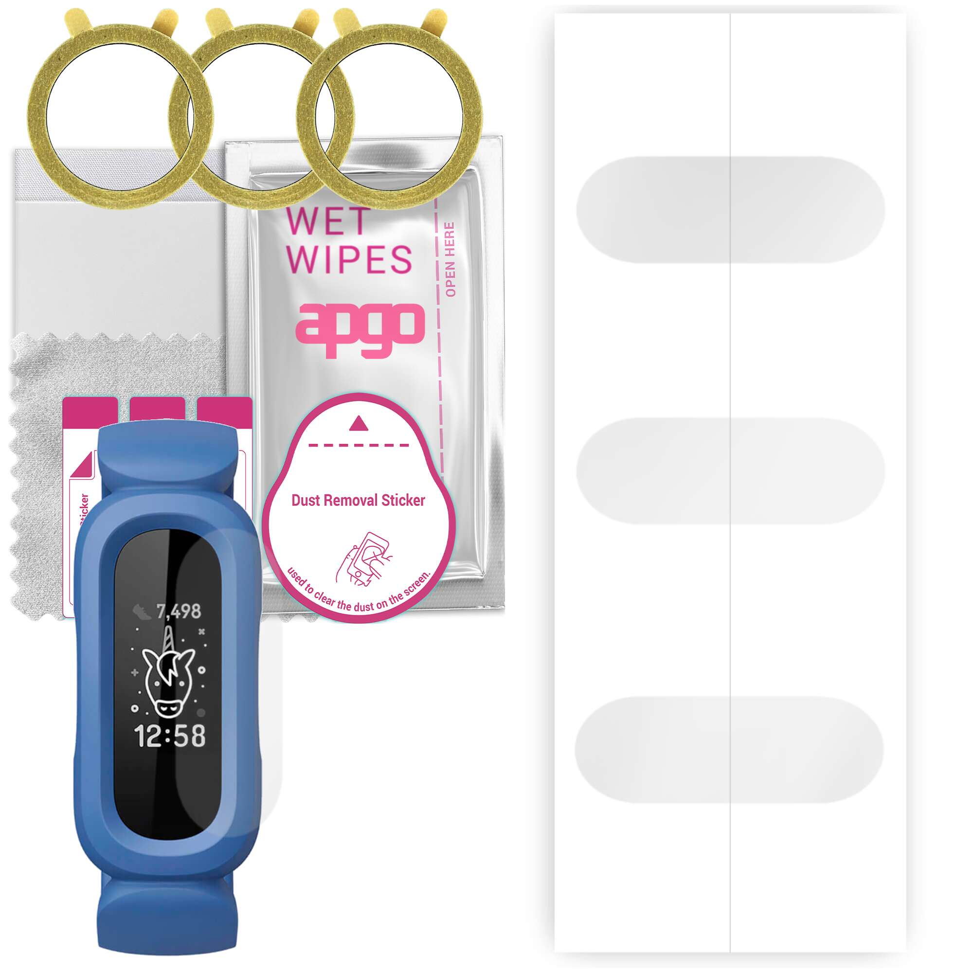 3x apgo Hydrogel Displayschutzfolie für Fitbit Ace 3, Hydrogelfolie, mit Positionierungsschicht einfache Installation