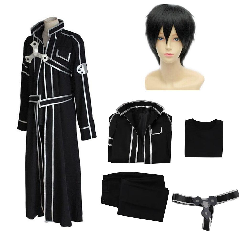 Sword Art Online Kirito Cosplay Kostüm Fancy Weihnachten Halloween Kirito SAO Kirigaya Kazuto Kostüme Hose Mantel Outfits für Erwachsene Männer M