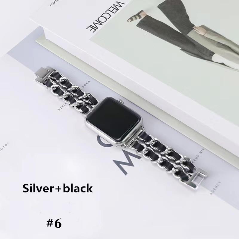 Edelstahl Leder für Apple Watch Armband Uhrenarmband für Apple Watch Serie 7 SE 6 5 4 3 2 SE 38mm 40mm 42mm 44mm 41mm 45mm iWatch 38mm/40mm/41mm weiß/schwarz