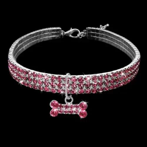 Hundehalsband Strassschmuck Chihuahua Kristallschmuck Verstellbar Gravierter Text Hundehalsband L