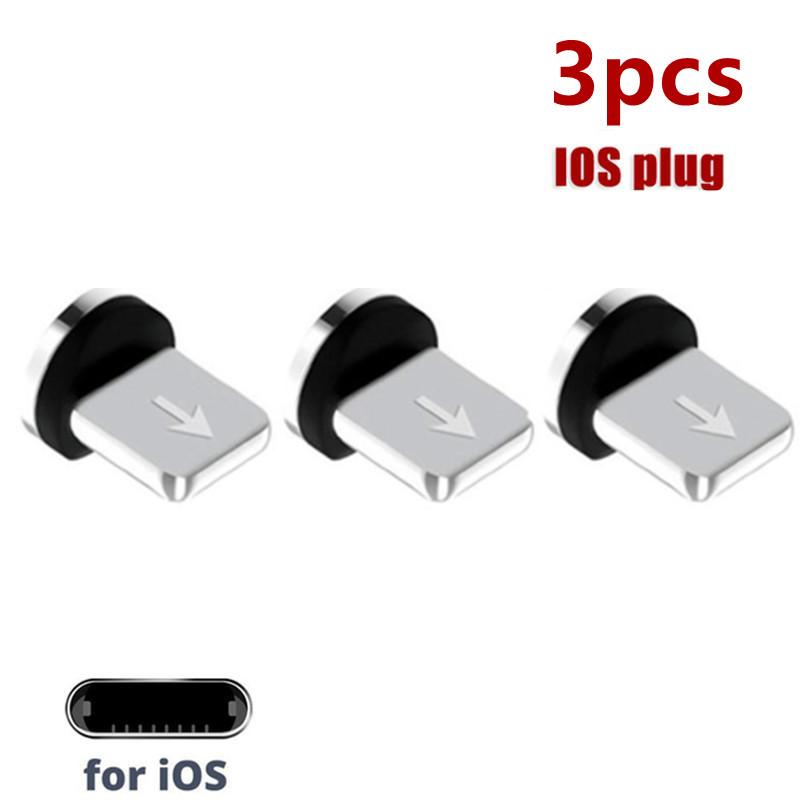 3/5 Stück. 360 Grad drehbare magnetische Spitzen für Mobiltelefon-Ersatzteile, einfach zu bedienen, langlebiger Konverter-Ladekabel-Adapter 3 PCS IOS