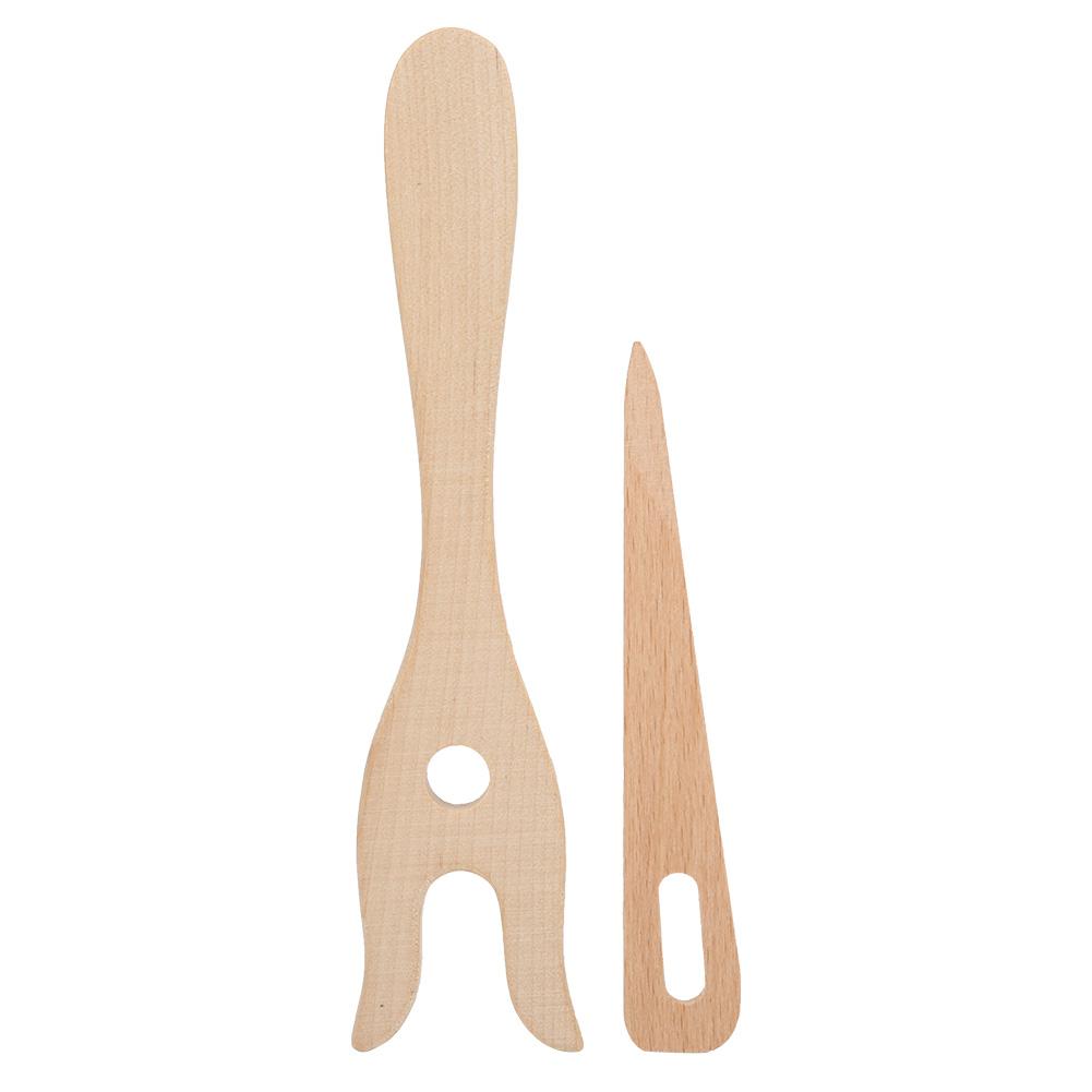 2PCS Multifunktions DIY Stricken Werkzeuge Holz Buche Stricken Gabel Kleine Auge Nadel