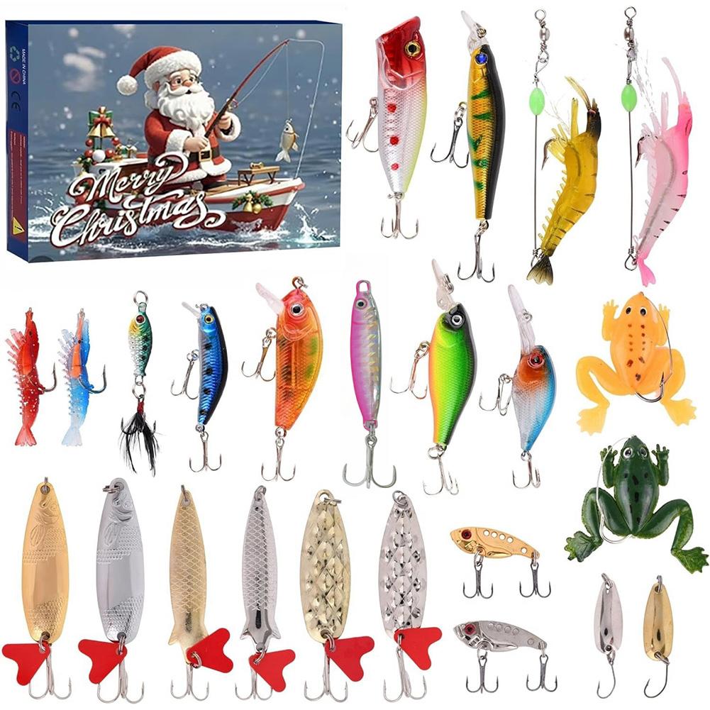 Adventskalender Angeln Weihnachten Countdown,Angeln Adventskalender Weihnachten,24 Tage Angelset Angeln Adventskalender 24 Days gray
