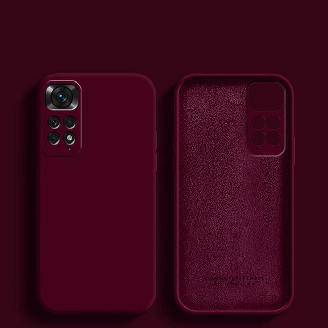 Für Xiaomi Redmi Note 11 Hülle Redmi Note 9 10 11S 12 Pro Hülle Neue Flüssigsilikon Stoßfeste Stoßstange Redmi Note 11 Global Hülle Redmi Note 11S 4G wein rot