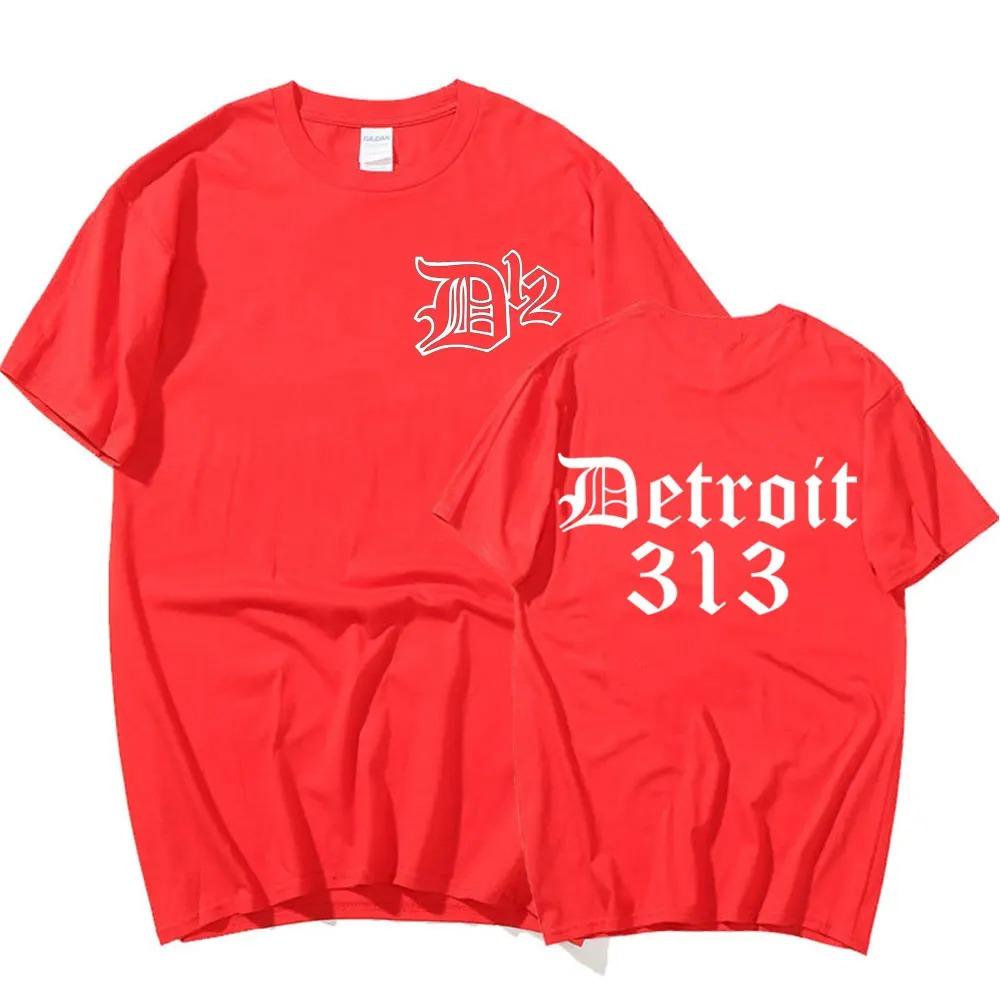 D12 Band Rapper Eminem T-Shirt Detroit Michigan 313 Print T-Shirt Herren Damen Mode Lässig Baumwoll-T-Shirts Übergroße Oberteile Männlich S
