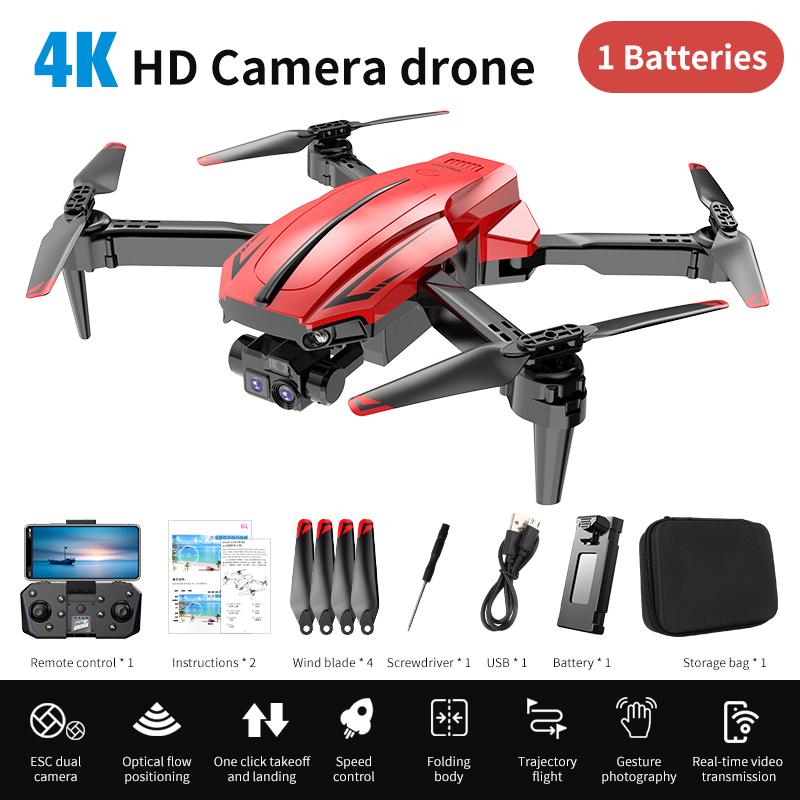 2025 Neuer CS-1 Fernbedienungs-Drohne 6K HD Einzel-/Doppelkamera Optische Fluss-Positionierung WiFi FPV Hubschrauber RC Quadcopter Selfie RC-Drohne single camera 1 battery rot