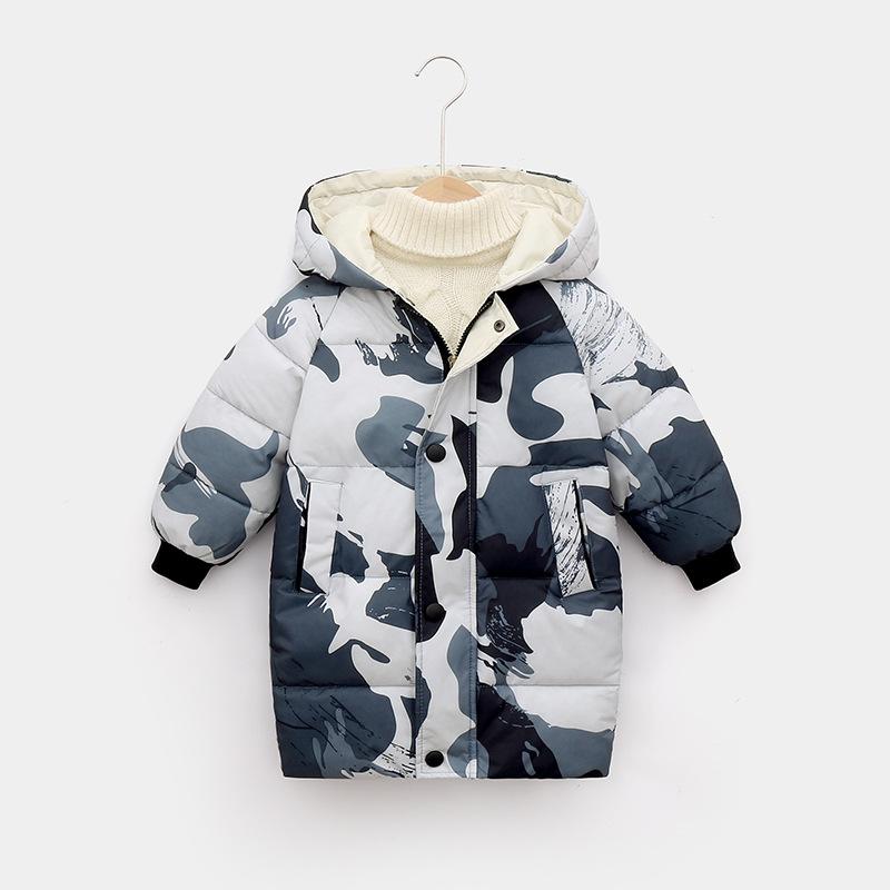 Neue kinder Unten Jacke Jungen Mädchen Winter Kleidung Koreanische Baumwolle Gepolsterte Kleidung Baby Verdickt Mantel 150cm grau/weiß