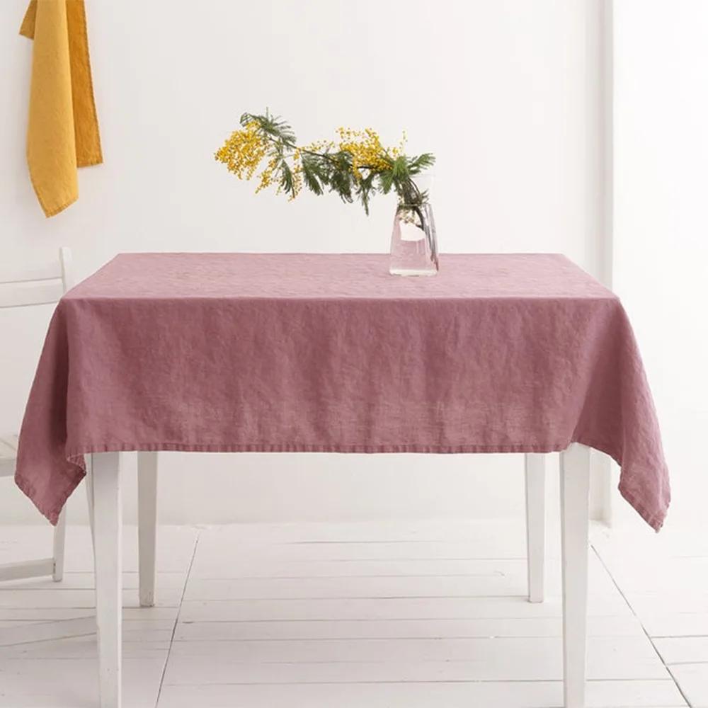 100% Reines Leinen Einfarbige Tischdecke,Naturstoff Tischdecke,für Küche Esszimmer Party Feiertags Tischdekoration 100x135cm grau/violett