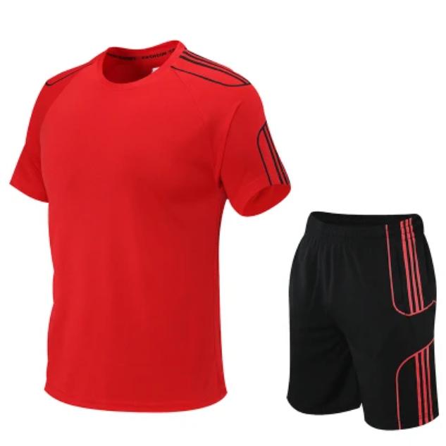 Trainingsanzug Herren Set Herren 2 Stück Sets Sommer Freizeitkleidung Fitness Trainingsanzüge Set XXL koralle rot