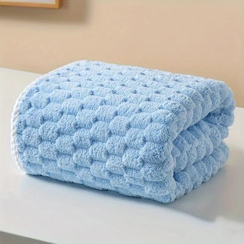 1 Stück Erwachsenen Super Saugfähiges Ultrafeines Faserhandtuch, Schnelltrocknendes Texturhandtuch, Weiches Heim Verdicktes Korallenvlies Badetuch 70*140CM blau