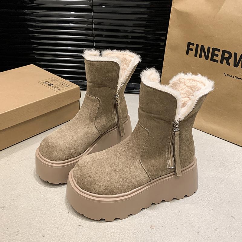 Mode AJGS Verdickte Plüsch Warme Schneestiefel 2024 Neue Mode Winter Damen Stiefel mit Dicken Sohlen Schuhe Damen Pelz Reißverschluss Stiefel 40