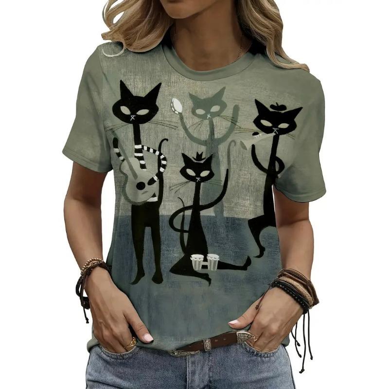 2025 Neue Mode Damen Kurzarm T-Shirt Rest Locker Personalisiert Bedruckt Sommer Rundhals Oberteil 5XL