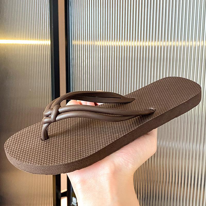 Sommer Neuer Stil Damen Flip-Flops Sommer Dicksohlige Hausschuhe Reise Outdoor Strand Hausschuhe Mode Damenschuhe Damenschuhe 39-40 kaffeebraun