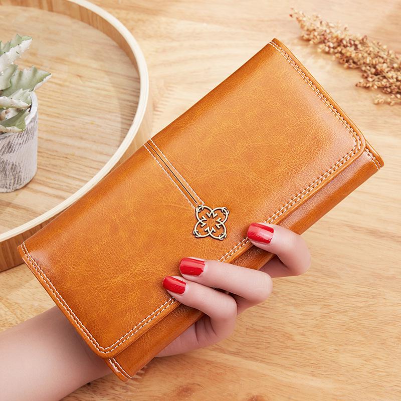 Frauen Vintage Lange Brieftaschen Pu Leder Telefon Clutch Taschen Geld Taschen Geldbörse braun