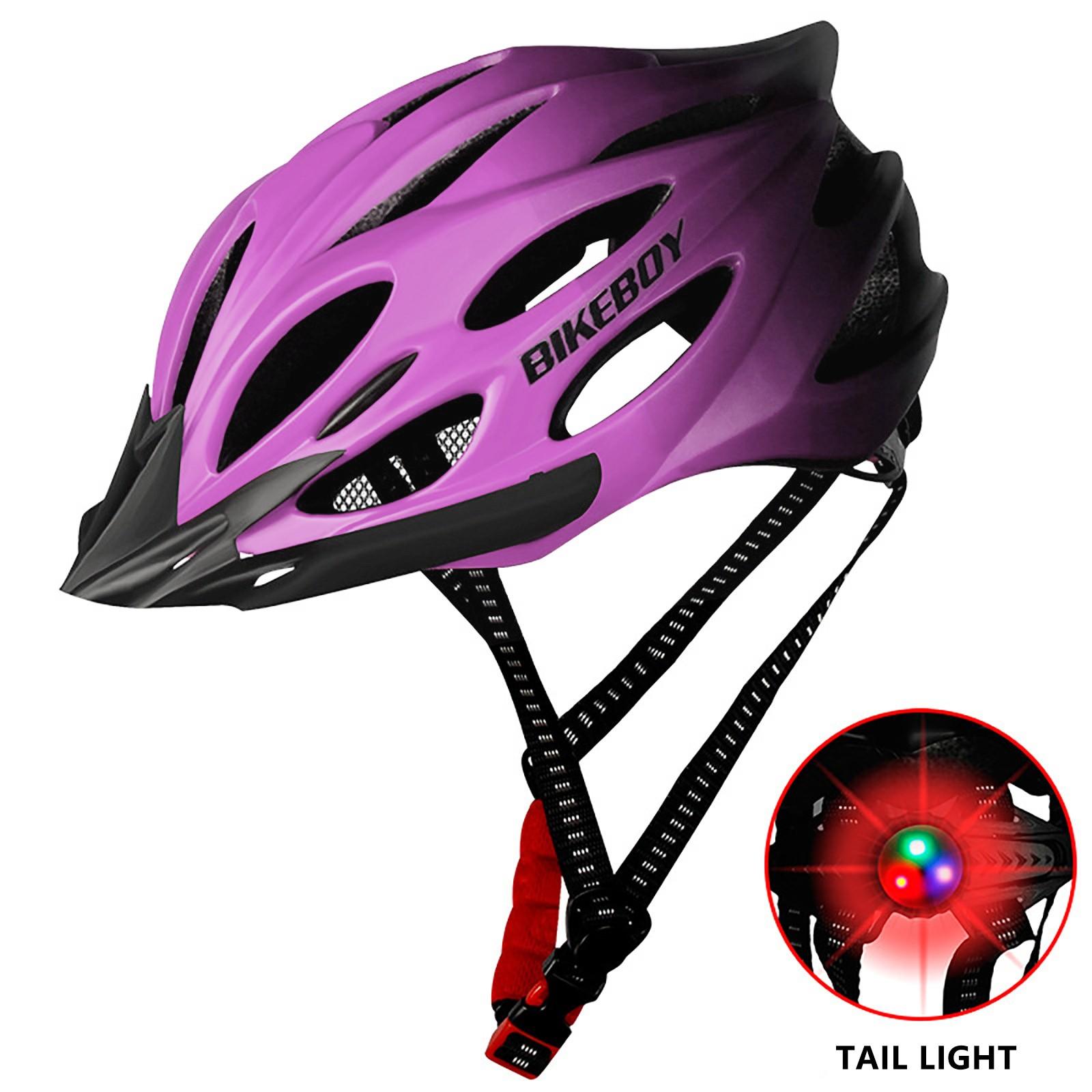 Fahrradhelm, leichter Fahrradhelm für Erwachsene, Fahrradhelm mit Rücklicht rosa