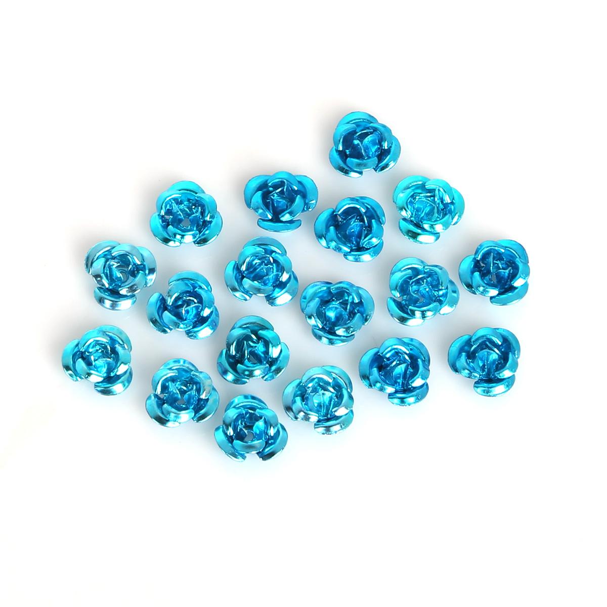 100 stücke Rose Kopf Aluminium Schmuck Produktion Hochzeit Party DIY Handwerk Dekoration Gemischte Farbe Perlen Hause Dekoration 6mm türkis