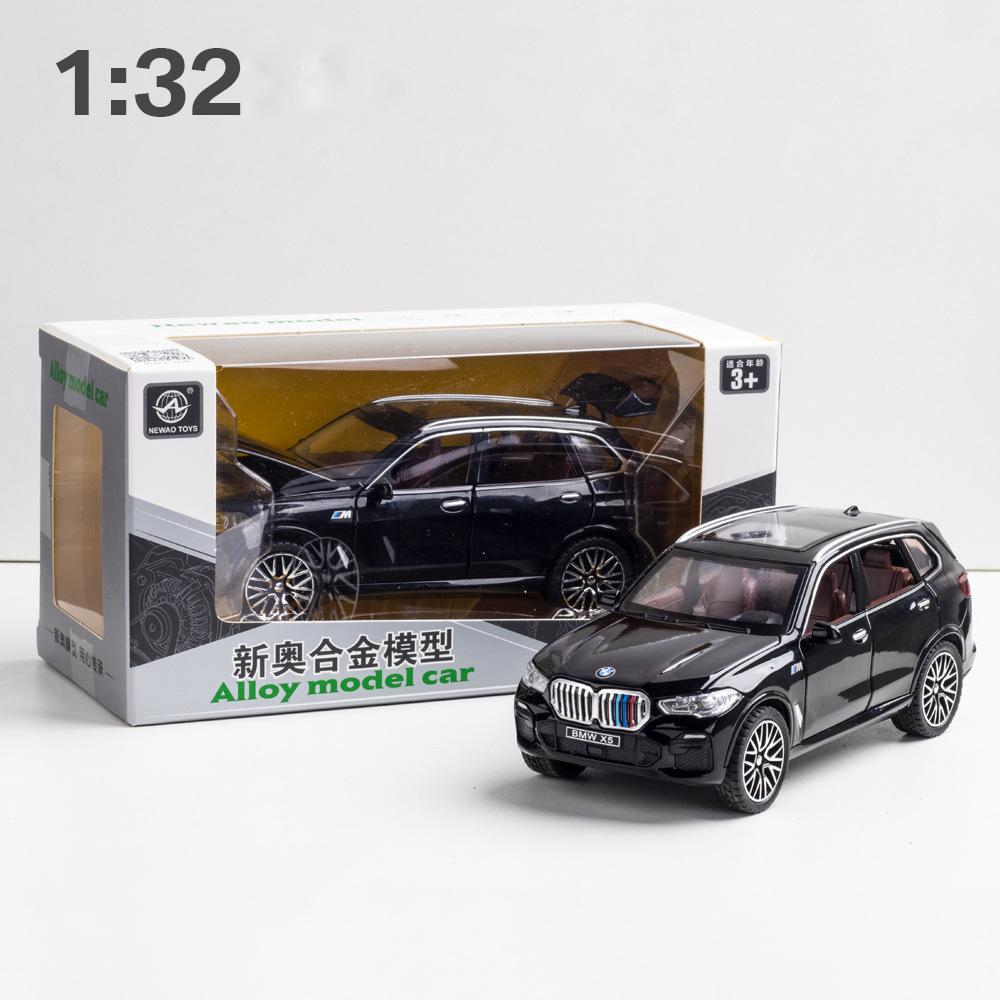 1:32 Kompatibel für BMW X5 SUV Modellauto-Spielzeug, Zinklegierung, zurückziehbares Spielzeugauto mit Ton und Licht für Kinder, Jungen, Mädchen, Geschenk 1:32-Size:16.5*7.5*6.5cm schwarz