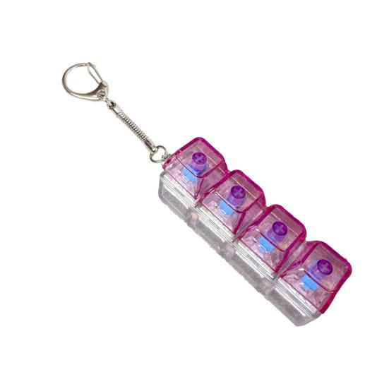 4-Tasten Fidget Tastatur Spielzeug mit Licht Stressabbau Transparente Kappe Tastatur Finger Clicker Schlüsselanhänger Dekompressionsknopf Sensorisches Spielzeug M